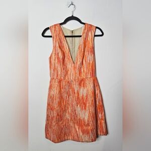 Alice + Olivia Pacey Lantern Sunset Orange Striped Sleeveless Dress Womens 6‎